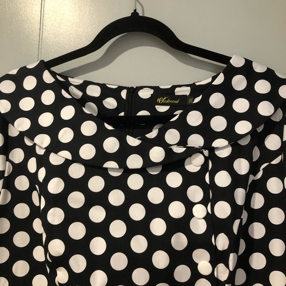 Polka Dot Black and White Dress - Picture 3 of 6